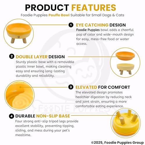 Image of Foodie Puppies Cat Food and Water Feeder - 250ml (Pouffe Bowl) | Durable and Anti Vomiting Cat Bowl for Persian Cat Prevent Tipping Over | Elevated Feeder for Cats and Small Dogs
