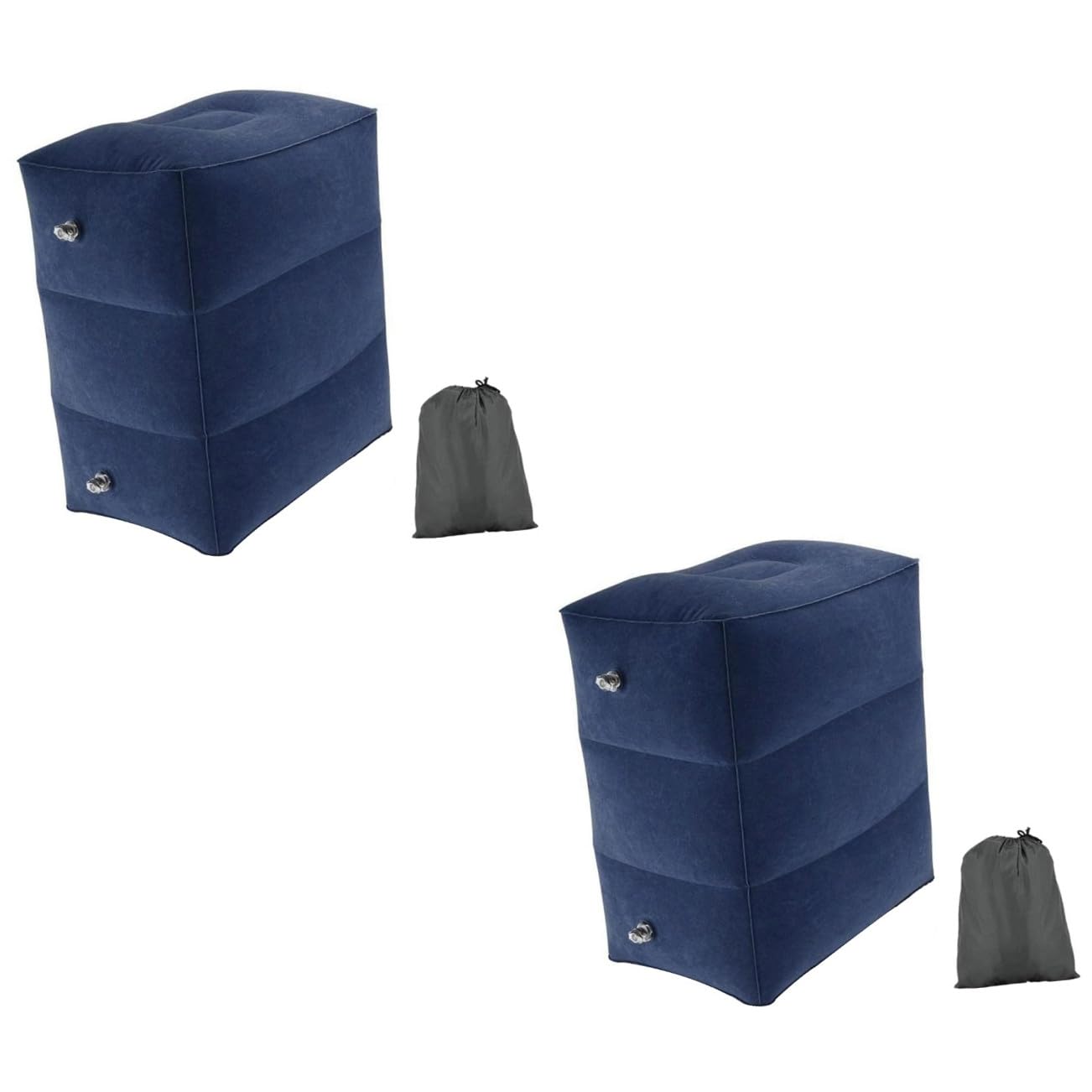 HOMSFOU 2 Pièces Coussin Gonflable de Voyage Ajustable Hauteur Repose Pratique Couleur Bleu Foncé pour Aérien et Camping
