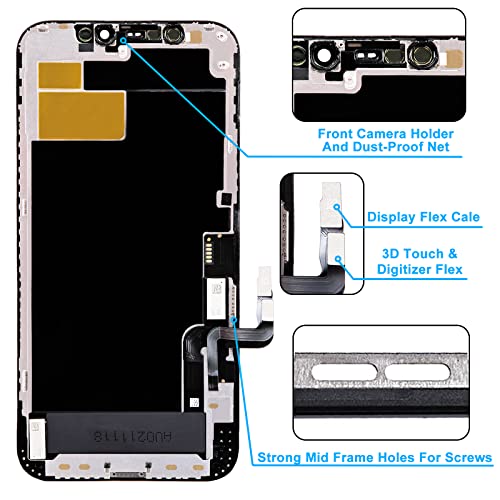 Screen for iPhone 13 (A2633, A2482, A2631, A2634) Screen Replacement 6.1' 3D Touch LCD Complete Repair kit Digitizer Display Assembly, Waterproof Adhesive, 10D Tempered Glass, Tools…