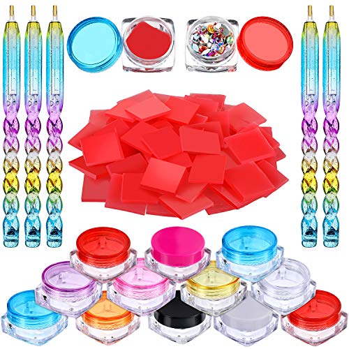 60 Pieces Diamond Painting Glue Clay, 5 Pieces Diamond Painting Drill Pen 15 Pieces Diamond Painting Wax Holder Organizer for Diamond Painting Embroidery Cross-Stitch Painting Tool