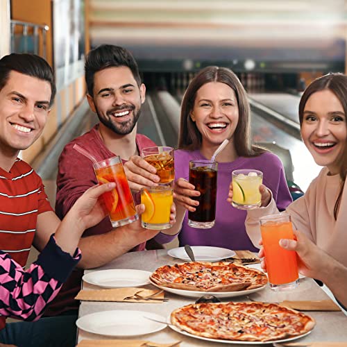 [ 12 Pack ] Glass Cups With Glass Straws, 12Oz Highball & Rock Drinking Glasses, Everyday Drinkware Glasses Set, Cute Tumbler Cup, Kitchen Glasses For Iced Coffee, Water, Beer, Cocktail, Whiskey, Gift #TOP5