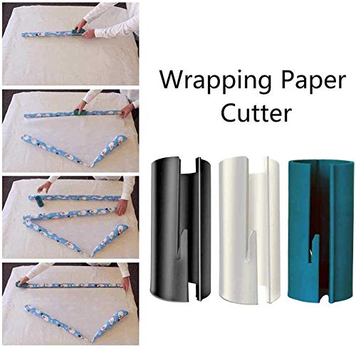 Christmas Wrapping Paper Cutter Tool Tube, Kraft Craft Paper Roll Sliding Line Cut Trimmer for Xmas Gift,Storage Holder & Dispenser W/Embedded Blade,Round Lip to Safer & Easier Cut(3Pack)