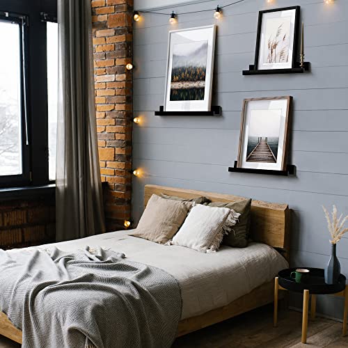Americanflat 14" Floating Shelves for Wall - Set of 3 - Made of Engineered Wood with Lipped Ledge - Floating Wall Shelves for Bedroom, Bathroom, Kitchen, Office, and Living Room - Black