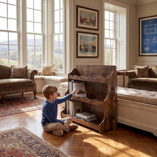 Image of Wood Kids Bookshelf,Heat-treatedWood GrainPattern