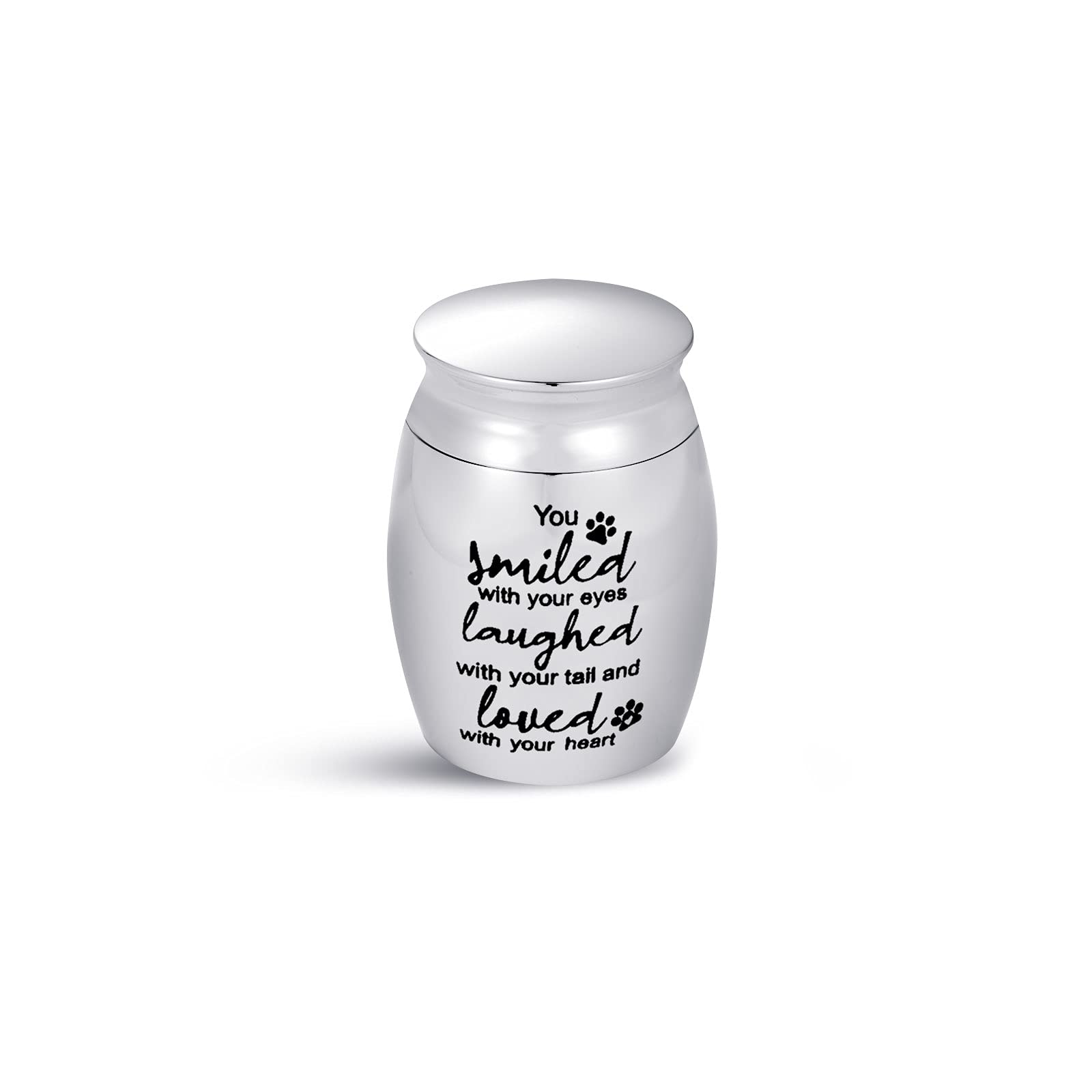 Minijewelry Silver Mini Cremation Urn For Ashes Smiled With Your Eyes Laughed Love With Your Tail Heart Dog Cat Pets Doggy Kitten Cremation Memorial Bottle