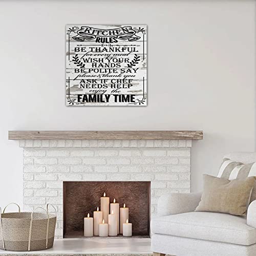 Plaque murale décorative en bois Kitchen Rules, panneau de caractère de 40 cm - 2