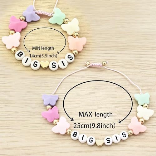 Big Sister Gifts For Little, Pastel Rainbow Heart Rainbow Ball Big Little Sister Bracelet Announcement, Birthday Jewelry2