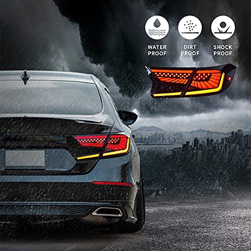 Vland Full Led Starry Tail Lights Assembly Compatible For [ Honda Accord 10Th Gen 2018-2022 ] Rear Lamps With Dynamic Animation Breathing Brake Lights, Sequential Turn Signal, Smoked, Pair 4Pcs #TOP6