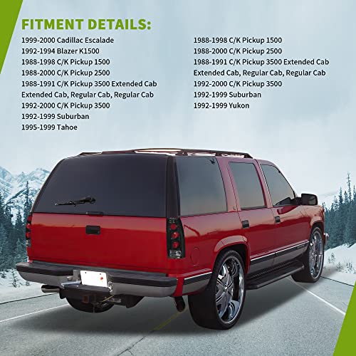 Autosaver88 Tail Lights Compatible With 1995-1999 Chevy Tahoe/ 1992-1999 Chevy Suburban/ 88-00 Gmc C/K Pickup/ 1992-1999 Gmc Yukon / 99-00 Cadillac Escalade/ 88-98 Chevy C/K Pickup Taillights Assembly #TOP5