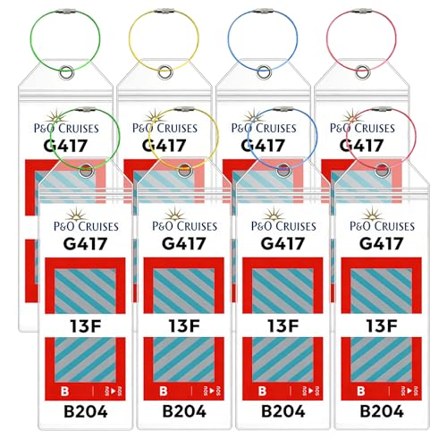 Wanheart 8Pcs Cruise Luggage Tag Holder Clear Waterproof Luggage Tags with Stainless Steel Loops 2026 Cruise Travel Suitcase Tag Accessories