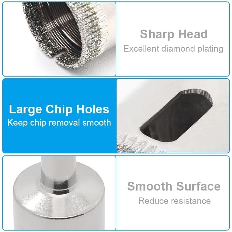 Miniatura 2 de Juego de 16 sierra perforadora de diamante, kit de brocas de sierra de vidrio con guía de sierra de agujero, adecuado para azulejos de cerámica,