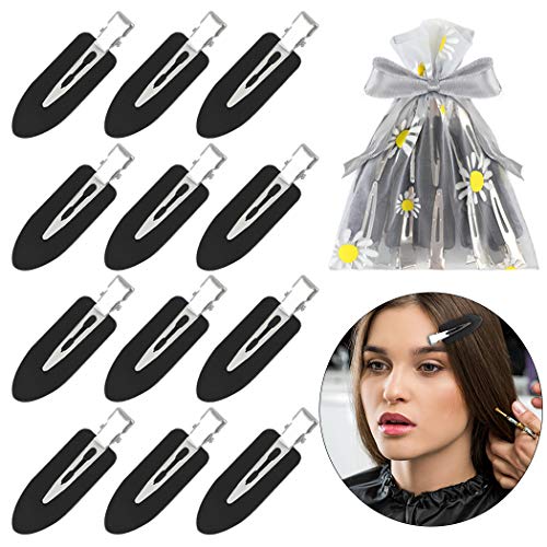 No Bend Hair Clips, Fascigirl 12PCS No Crease Hair Clips for Women, Creaseless Styling Curl Pin Clips for Makeup Hairstyle