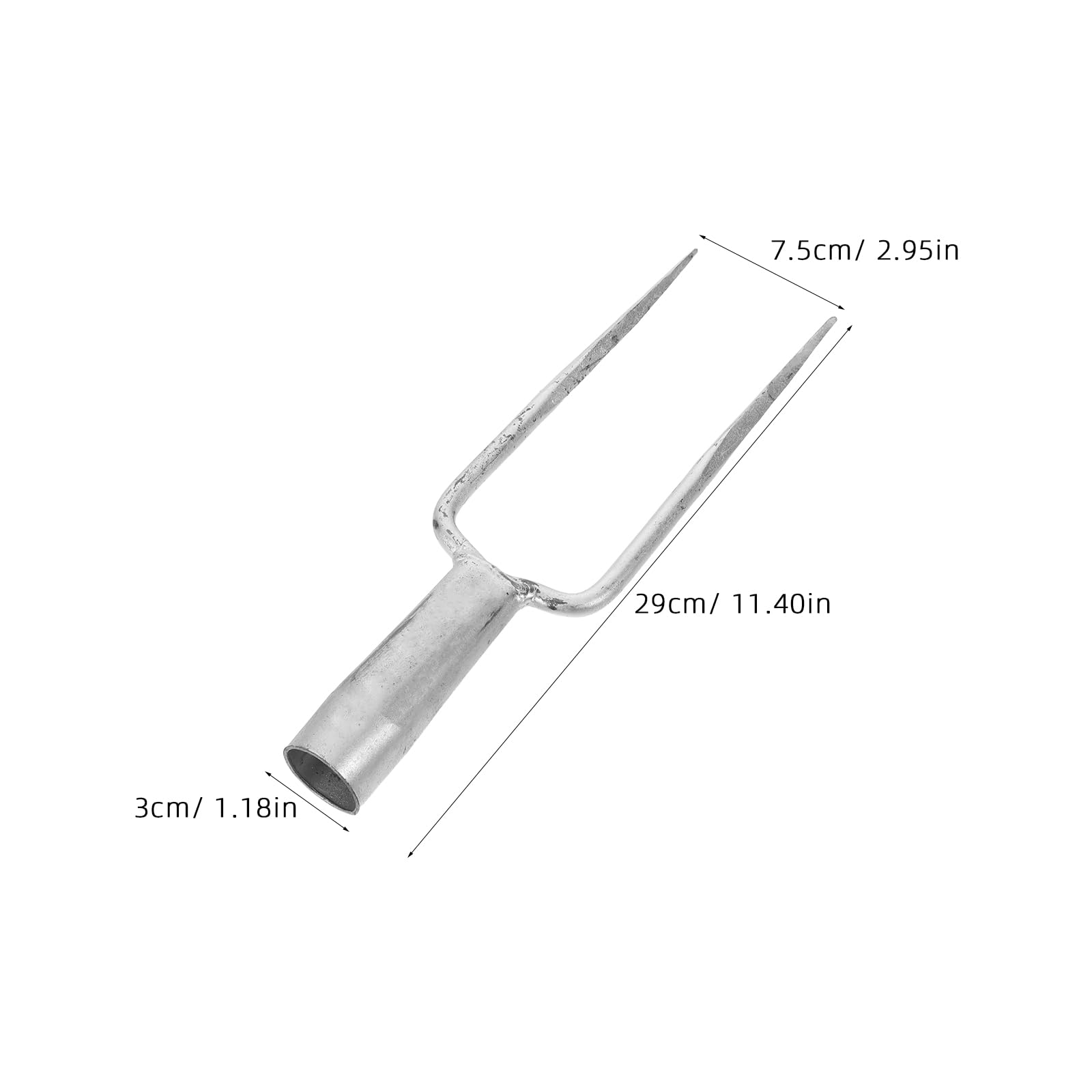 Fourche Robuste Design Ergonomique en Acier à Deux Dents Tête en Acier Solide pour Ameublir Sol et Ratisser pour Jardinage Extérieur