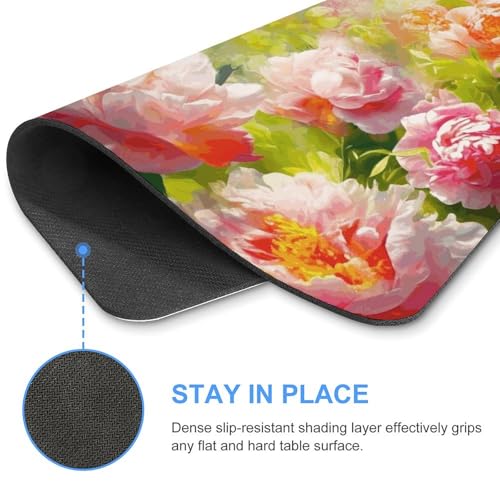 Tapis de souris carré doux surface lisse Bright Peonies étanche