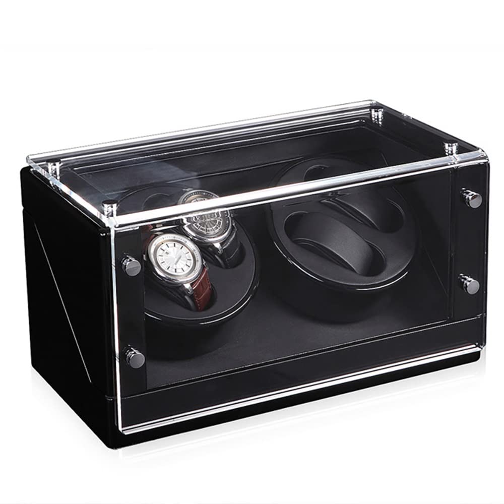 PAHION Enrollador Automático para Relojes para 4 Relojes con Motor Silencioso Acrílico Superresistente Caja Expositora con Enrollador para Reloj De Pulsera Estuche Giratorio con Enrollador para Reloj