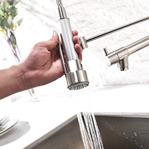 Aimadi Contemporary Kitchen Sink Faucet,Single Handle Stainless Steel Kitchen Faucets With Pull Down Sprayer,Brushed Nickel #TOP3