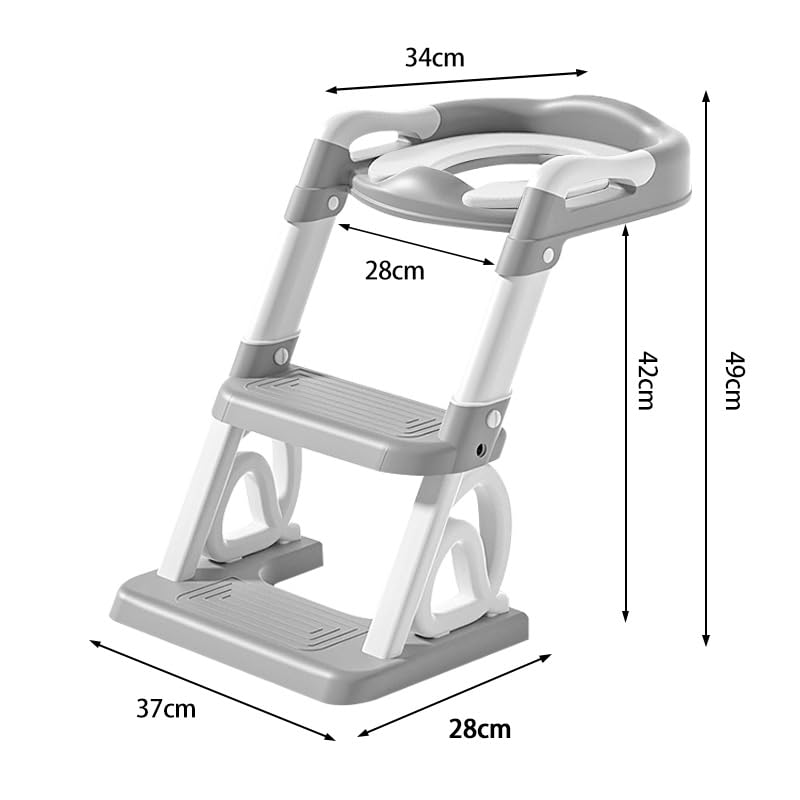 Toilettensitz für Kinder, WC-Sitz mit Reduzierer, Spritzer, geeignet in V-Form, U-Form, Toilettenadapter für Kinder, faltbar, PVC (grau)