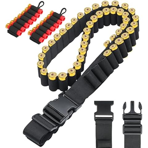 Shotgun Shell Holder for 12-Gauge and 20-Gauge - JulyTek 60 Round Tactical Shotshell Bandolier Adjustable with 2PCS 7 Round Butt Stock Shell Holders for Outdoor Hunting Cover