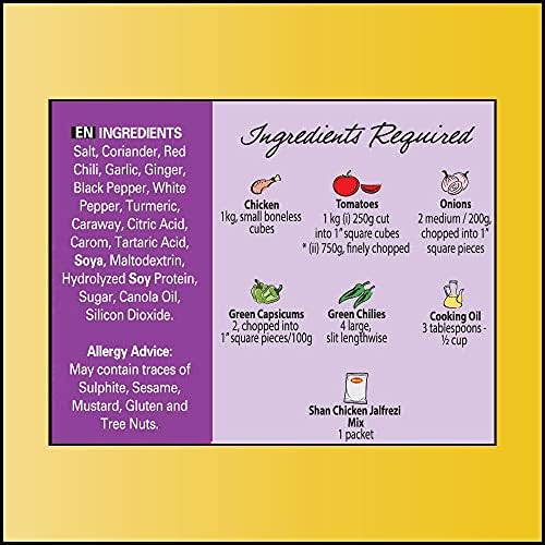 Shan Chicken Jalfrezi Recipe & Seasoning Mix 1.76 oz (50g) - Indian Spice Blend for Stir-Fried Chicken & Vegetables | Chicken Curry Masala | Authentic Spices & Seasonings | Airtight Bag (Pack of 3)