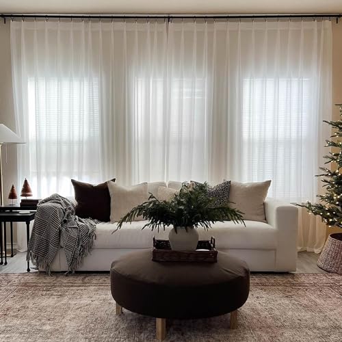 TWOPAGES Scandina Sheer Custom Sheer Curtain Drapery for Living Room,