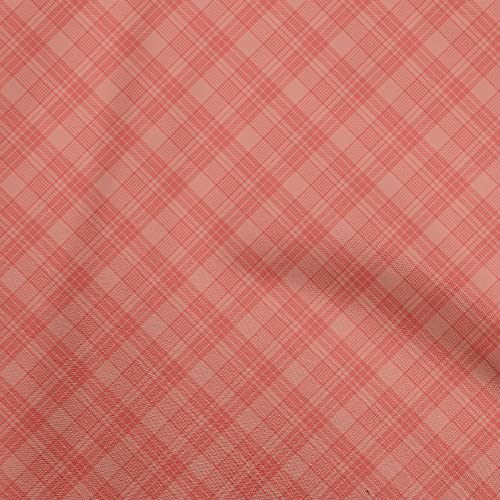 oneOone Georgette Viscose Red Fabric Check Sewing Craft Projects Fabric Prints By Yard 42 Inch Wide-505