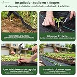 VOUNOT Weed Control Membrane 2m x 10m, with 30 Securing Pegs, Heavy Duty Weed Control Barrier Fabric, Landscape Ground Cover Suppressant Membrane for Garden, UV Stabilised - Image 5