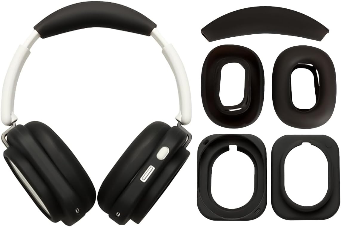 3-in-1 Silicone Case Cover for Nothing Headphone(1), Ear Pad Case Cover/Headband Cover/Ear Cups Cover,Nothing Headphone (1) Accessories, Washable & Sweatproof,Black