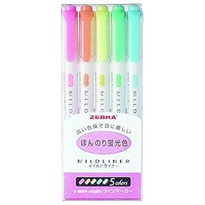 Zebra MILDLINER WKT7-5 C fluorescerende marker (set van 5 kleuren)