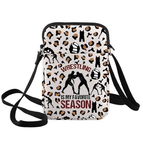 BWWKTOP Wrestling Crossbody Bag Wrestler Gift Wrestling Is My Favorite Season Shoulder Bag Wrestling Merch (Wrestling-XK B)