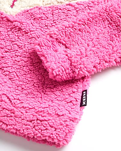 Image of RBX Girls Active Pants Set 2 Piece Sherpa Sweatshirt & Leggings (7-12) | Cozy Sherpa Fleece Fabric, Curved Twist-Front Hem, Elastic Stretch Leggings Waistband, Coordinated Two-Tone