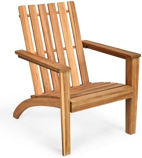 Indoor/Outdoor Acacia Wood Adirondack Lounge Armchair (White)