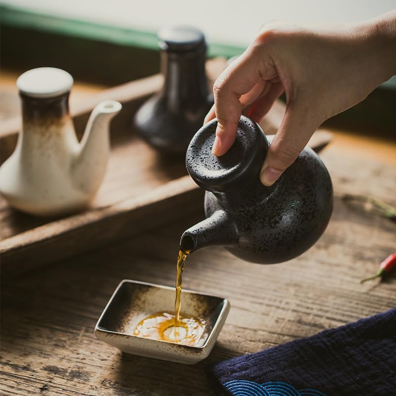 1/2pcs 125/250ml Porcelain Olive Oil Dispenser Bottle with Lid Soy Sauce Condiment Container Vinegar Dispenser Suitable for Storage of Liquid