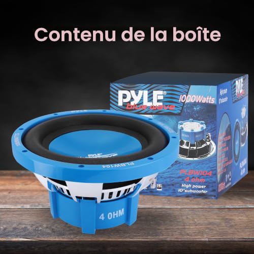 Pyle PLBW104 Passive subwoofer Bleu - Subwoofers/caissons de Basses (Caisson de Basse Passif, 1000 W, 85 DB, 4 Ohm, Bleu) – vue 5