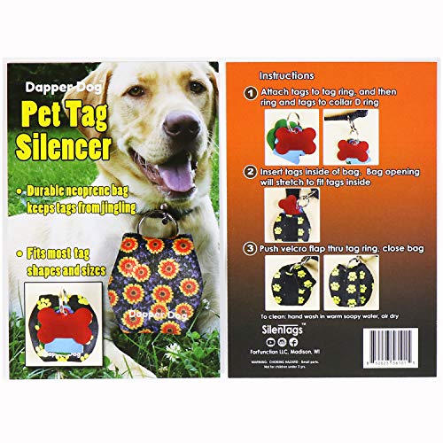 Image of Dapper Dog - Dog Tag Silencer with Tag Ring (Orange Flowers)