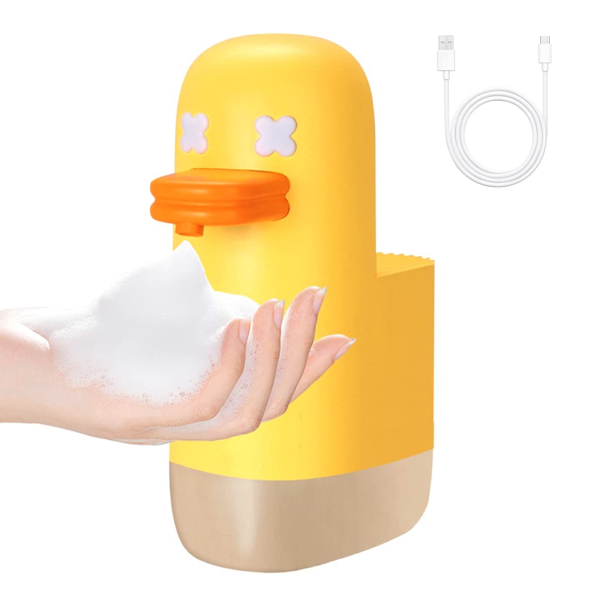 Automatic Soap Dispenser, Rechargeable Foaming Soap Dispenser, IPX4 Waterproof, Bubble Duck Soap Dispenser for Kids, Foam Sanitizer Dispenser for Kitchen, Bathroom, Restaurant, Office(350Ml,12Oz)