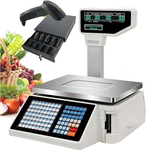 Calculadora de peso comercial con impresora térmica y doble pantalla 30kg/60lbs