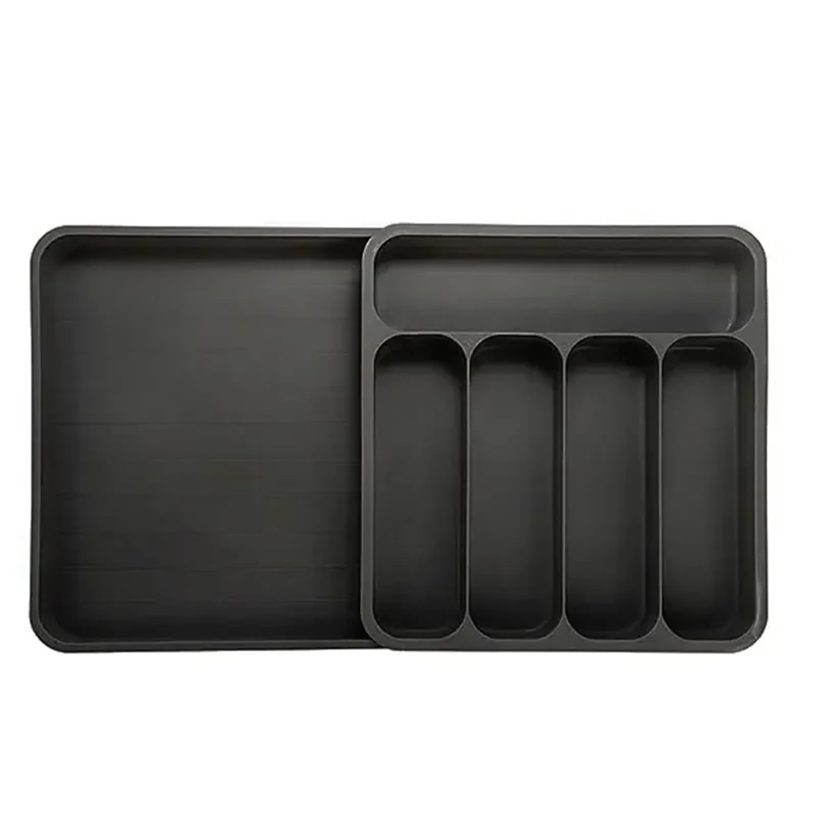 WDSBZNB Cutlery Tray Cutlery Drawer Organizer Expandable Tray 6 Compartment Flatware Storage Divider Adjustable Kitchen Utensil Organization(Black)
