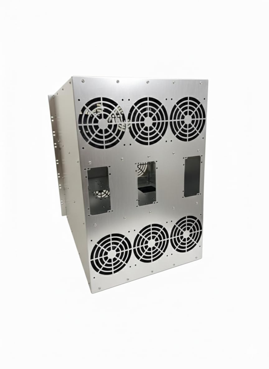 K-CASE 2 RAW - Rack 19 pollici CASE per crypto, AI, laboratorio di casa. Dimensioni 14,5U, eATX 3 x PSU, 8/12 x GPU, 16 ventilatori