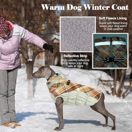 Image of Lelepet Dog Winter Coat Dog Coats for Extra Large Dogs Waterproof Jacket | Reflective Cold Weather Coats with Harness Built in Windproof Zip-Up Winter Fleece Vest Snowsuit Great Dane 3XL