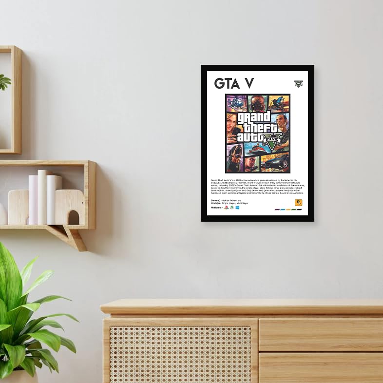 Image of CodersParadise Grand Auto Game Inspired Wall Poster Frames | 8x12 Inch (A4) Wooden Framed Artwork | Gaming Wall Art for Bedroom, Living Room & Home Decor