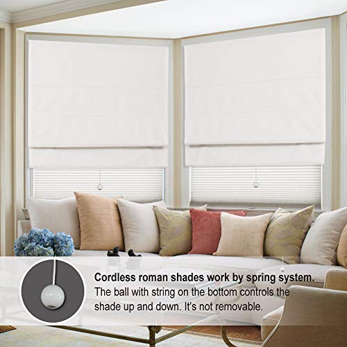 image for Artdix Cordless Roman Shades Blinds Window Shades - White (1 Piece) Bl