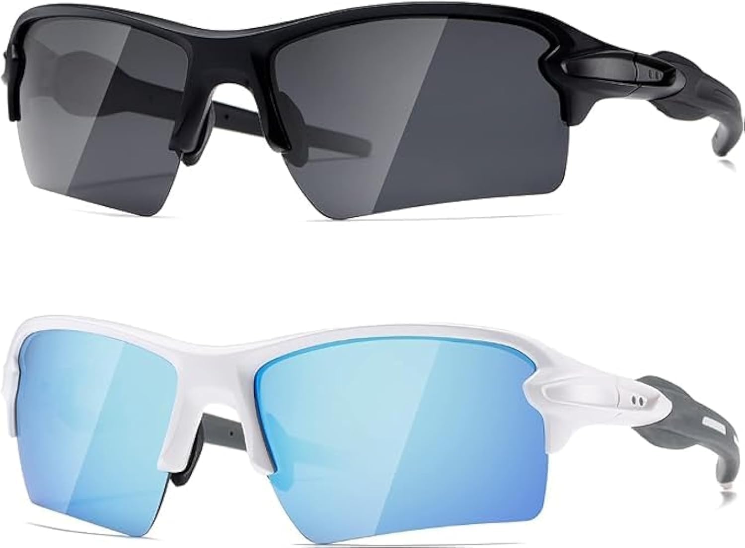 Polarized Sports Sunglasses for Men Women, Half-Frame Cycling Glasses Trend Shades Vintage Boutique Fishing Golf Shades (2 Pcs)