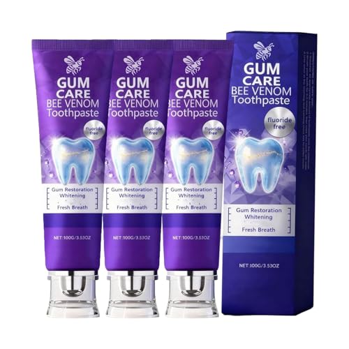 Rolimey Viocore Dentifricio per trattamenti dentali al veleno d'ape, dentifricio sbiancante naturale per denti, rafforzamento dello smalto e igiene orale per l'alito fresco, pulizia profonda (3pcs)