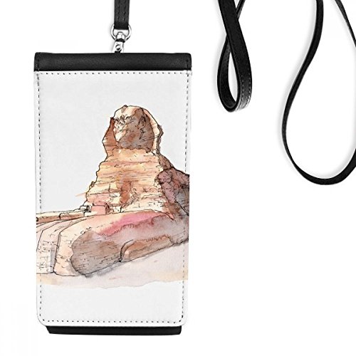 Pochette smartphone Sphinx de Gizeh en similicuir noir idéale pour vos sorties et voyages