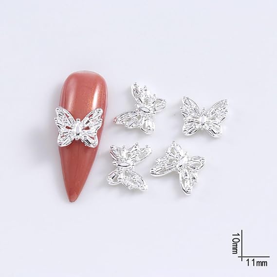20Pcs Butterfly Nail Charms for Acrylic Nails 3D Crystal Art Gold Silver Butterflies Rhinestones Jewels Gems DIY Manicure Decoration
