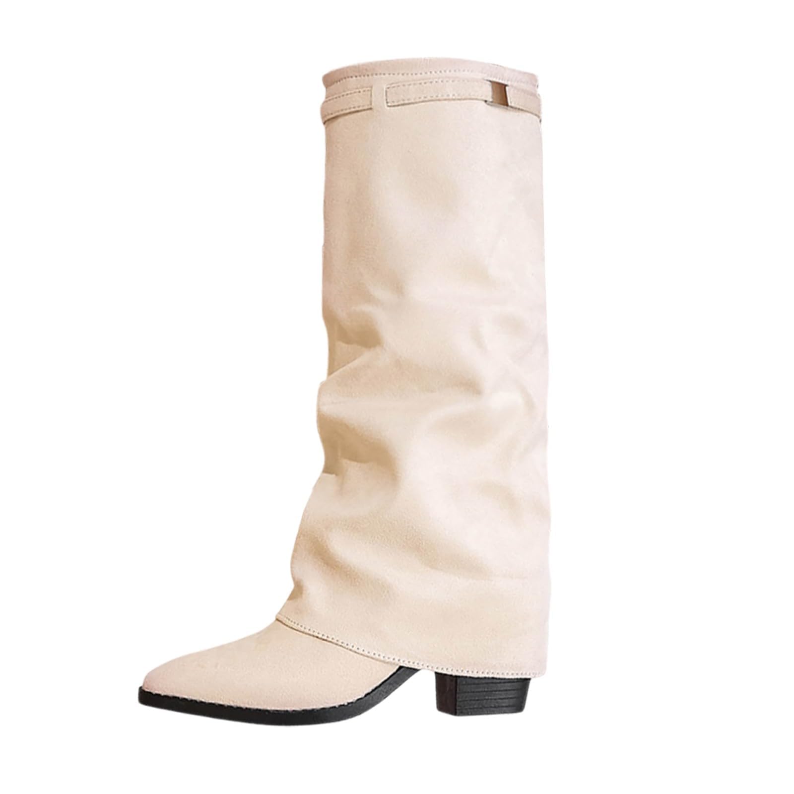 Botas Altas por Encima De La Rodilla para Mujer con Punta Y Tacón Ancho -Botas Modernas Y Gruesas con Estilo Vaquero Altas hasta La Rodilla Elegantes Y Cómodas