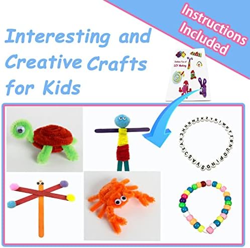 1800 PCS+ DIY Craft Kits for Kids Gifts Toys for Age 4 5 6 7 8 9 Year Old Girls Boys Arts and Crafts for Kids - Activity for Toddlers Craft Supplies Set Craft Box with Pipe Cleaners for School Home