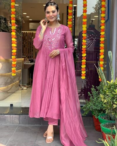 Image of KERI PERRY Dress for Women | Kurti Set for Women's | Anarkali Fit & Flared Kurtas for Woman | Cotton Kurtis for Woman's | Kurta with Palazzo & Dupatta | Ethnic Salwar Suits Sets Dress