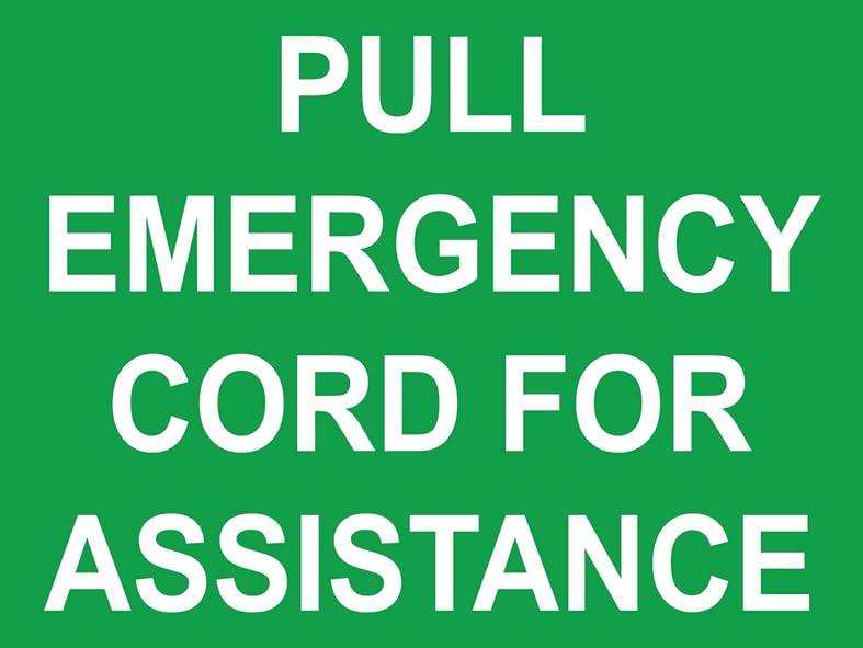 Pull Emergency Cord For Assistance Warning Sign Self Adhesive Gloss Sticker 160mm x 125mm