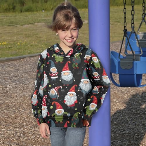 Kids Hoodies Sweaters Christmas Xmas Gnome Dwarfs Hooded Sweatshirts with Big Pockets for Boys Girls B04004504